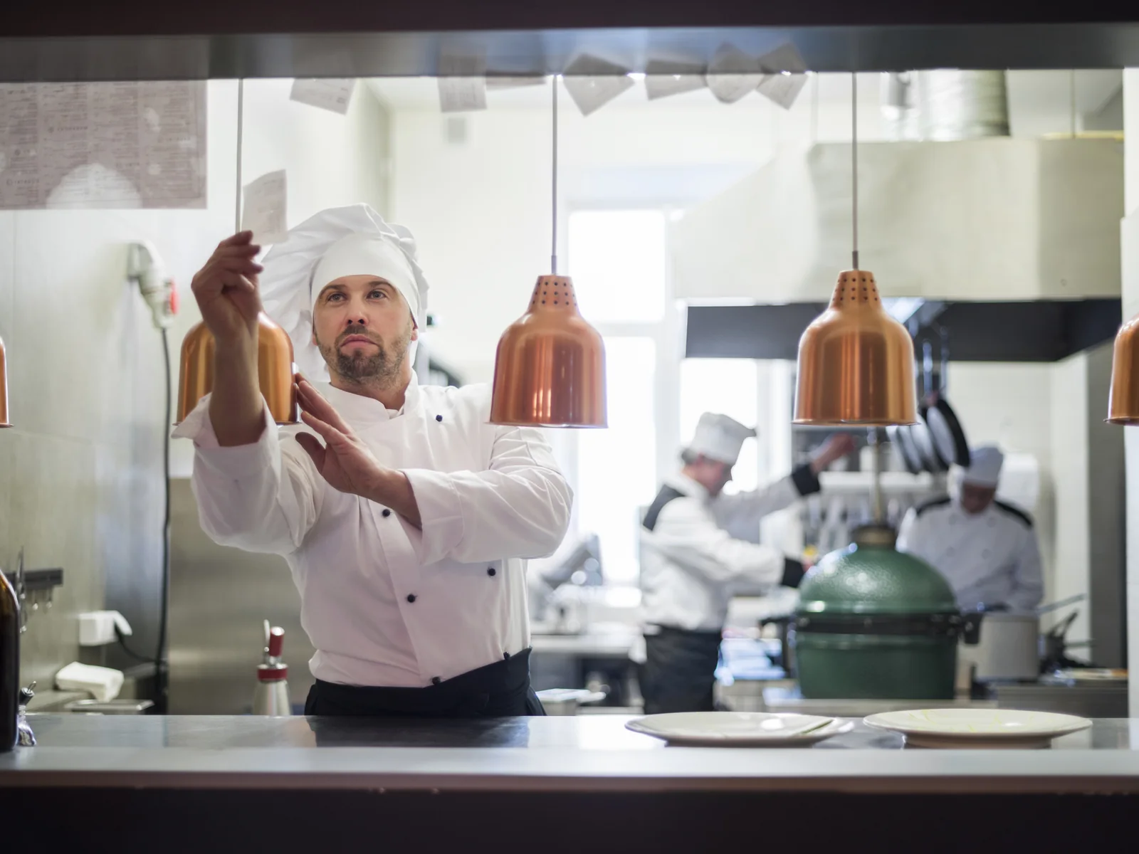 Professional chef working in a commercial kitchen