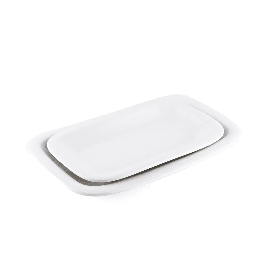 Ivory Porcelain Rectangular Two Edge Rim Plate - Image 2