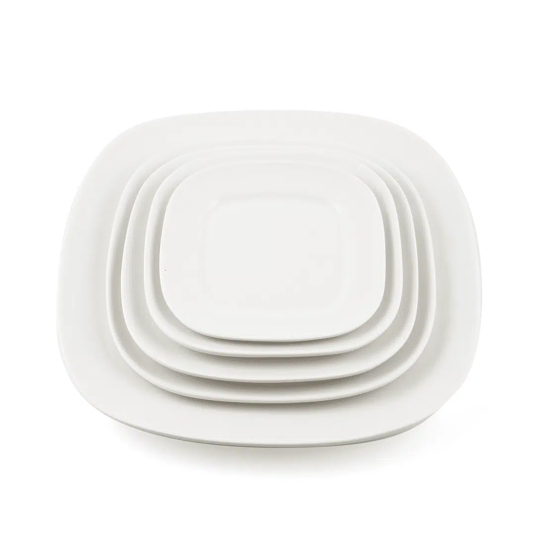Ivory Porcelain Square Round Plate - Image 2