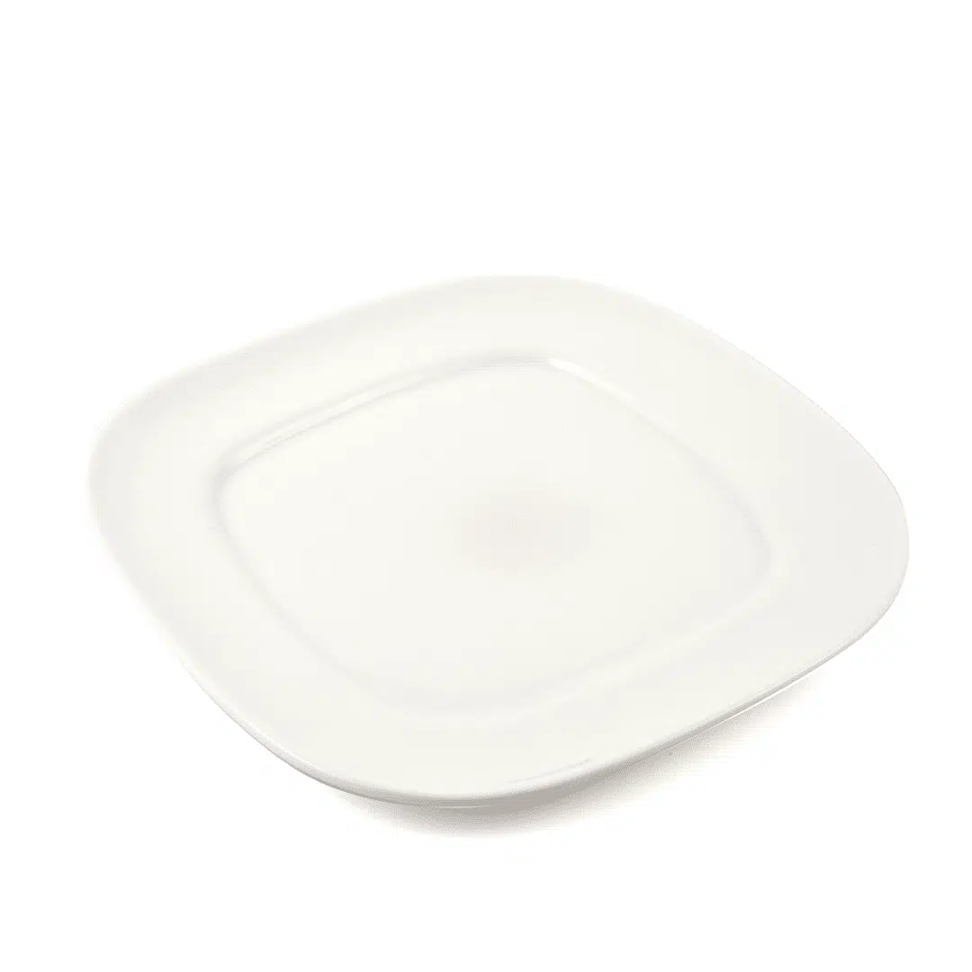 Ivory Porcelain Square Round Plate