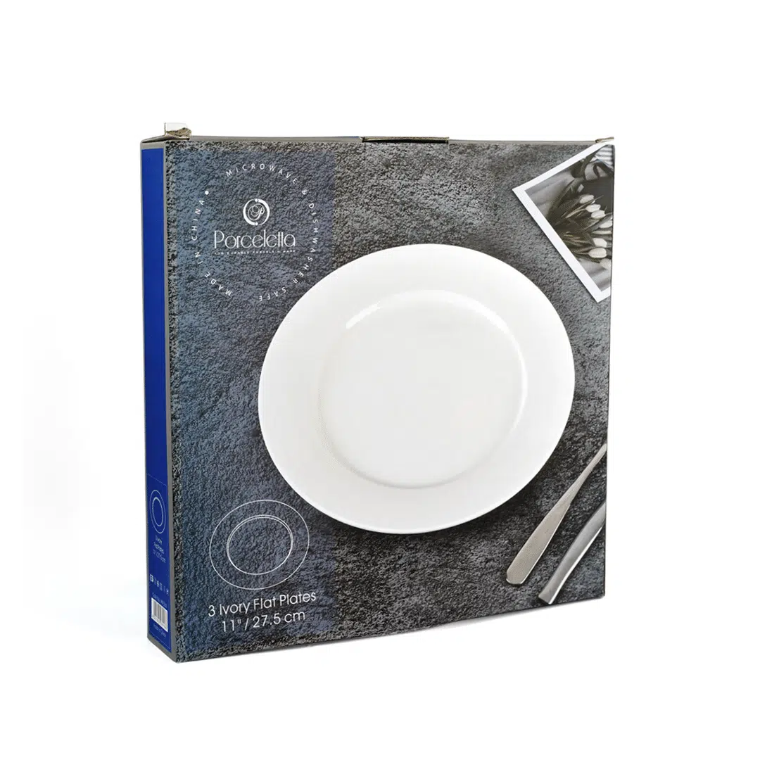Ivory Porcelain 3 Piece Flat Plates Set - Image 2